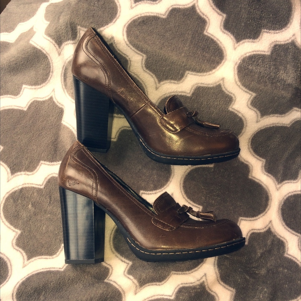 BOC by Born Brown Leather Heeled Loafers