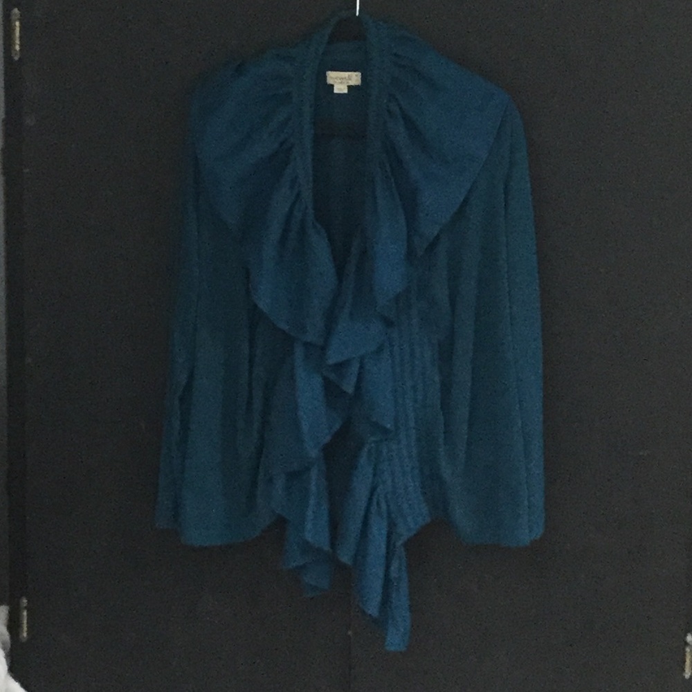 Ruffly teal cardigan