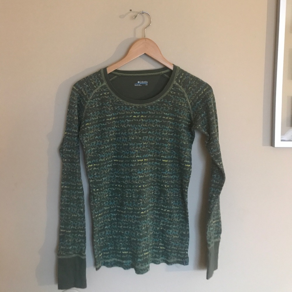 Columbia green printed tenley thermal shirt