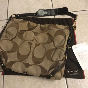 Brown and gold Coach purse