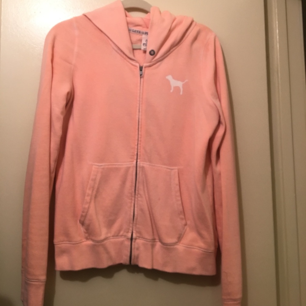 Large orange cream colored VS PINK hoodie
