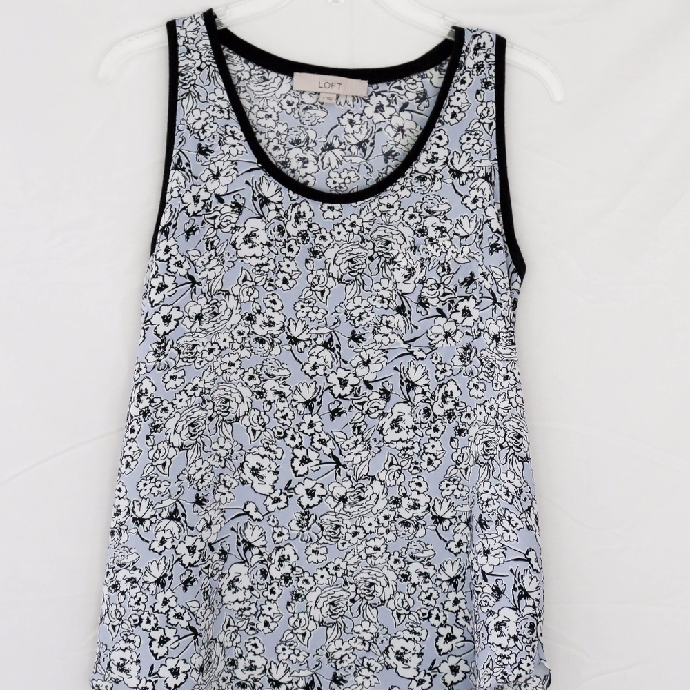 LOFT Sleeveless Pastel Blue & White Floral Blouse