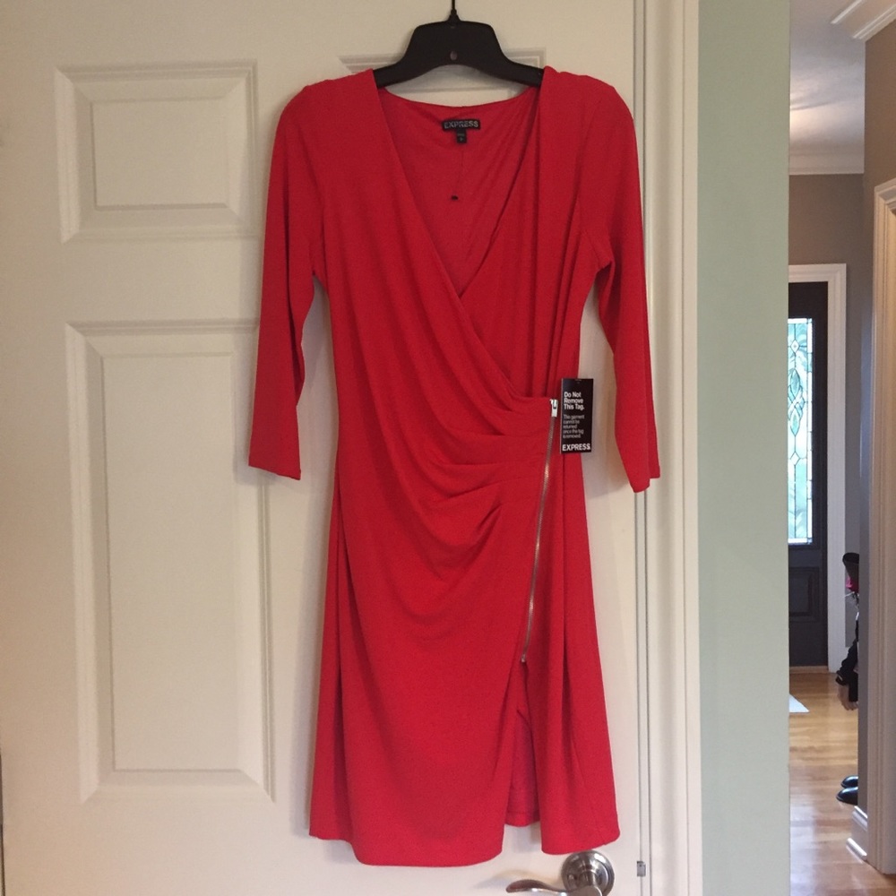 Red side zip dress from Express