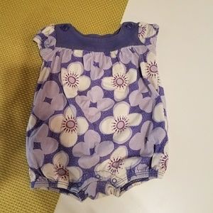 EUC Tea Starflower Puff Sleeve Romper 6-9 months