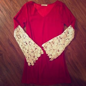 Altar’d State Boho crochet bell sleeve dress