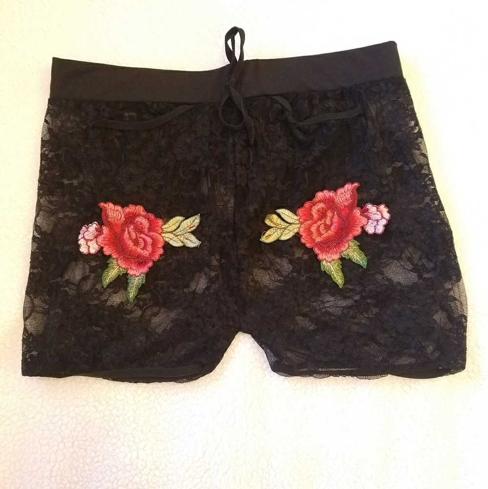 Peek-a-boo lace shorts