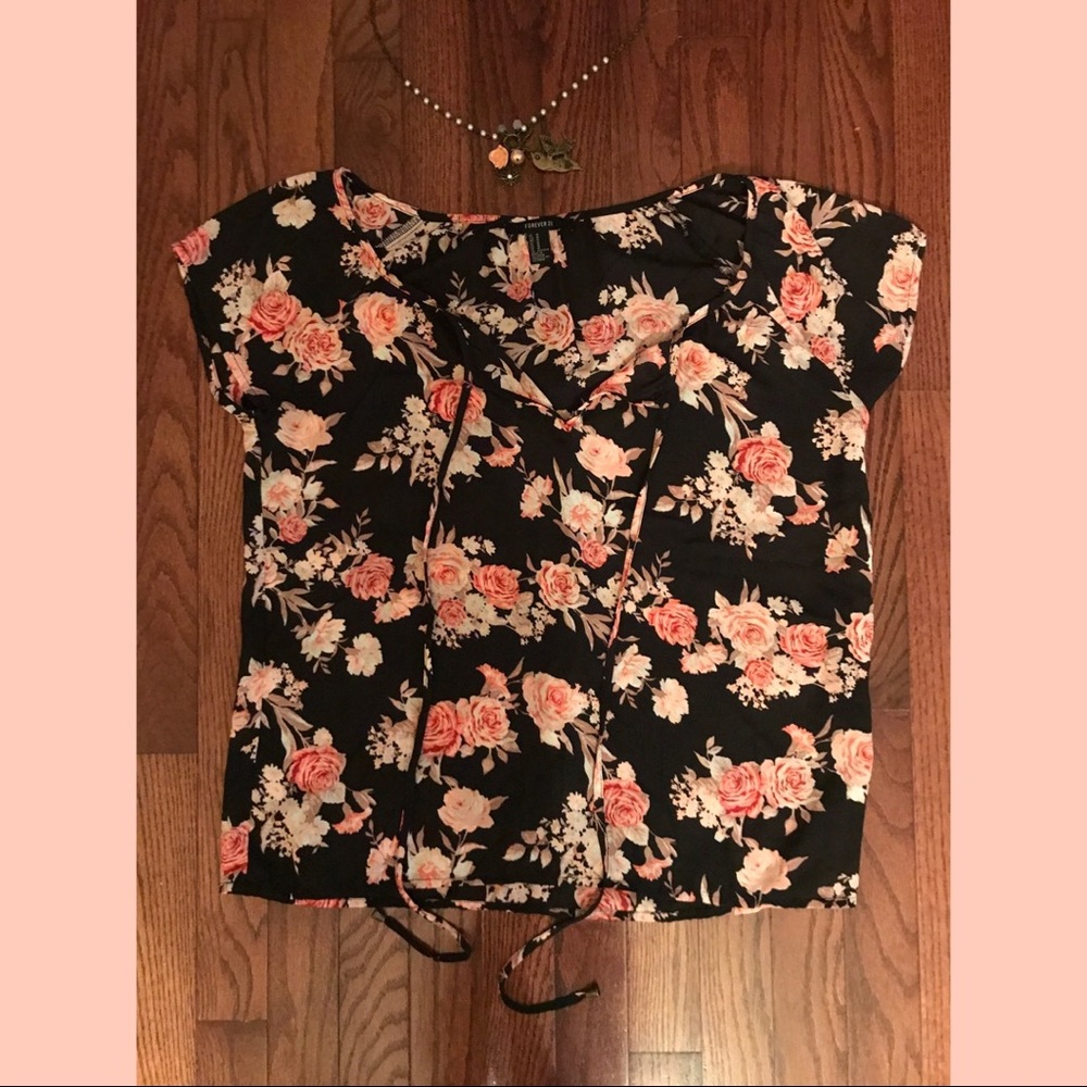 Forever 21 sheer flowered top