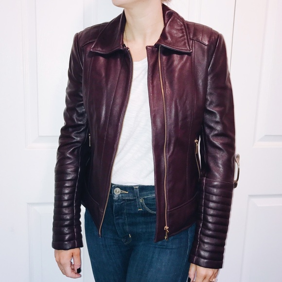 badgley mischka gia leather biker jacket