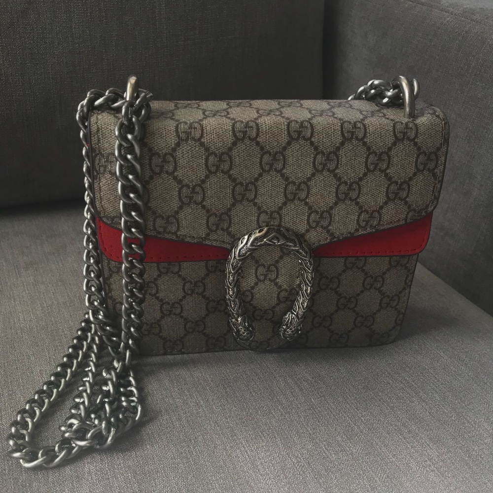 Gucci Dionysus Mini chain red suede handbag!
