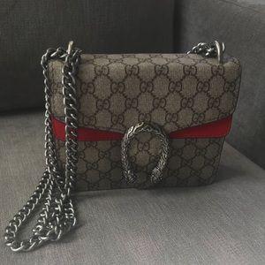 Gucci Dionysus Mini chain red suede handbag!