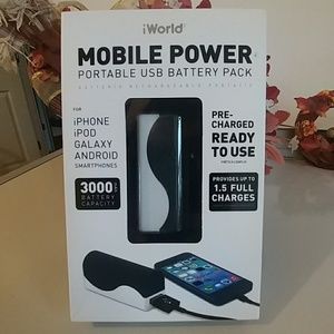 iWorld portable USB Battery Pack. 3000 mAh