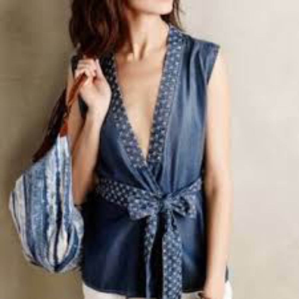 Holding Horses Chambray Vest - M - Anthropologie