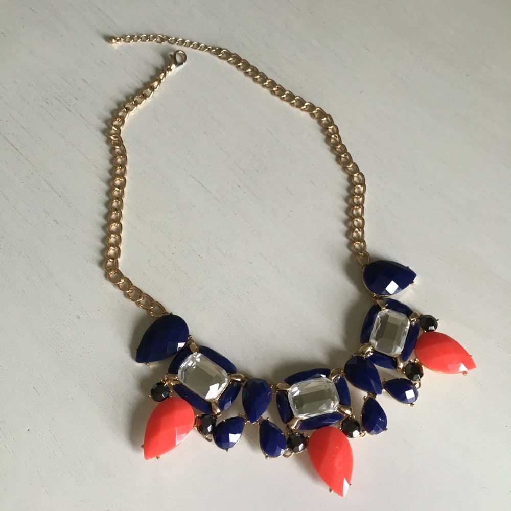 Navy and Coral Necklace