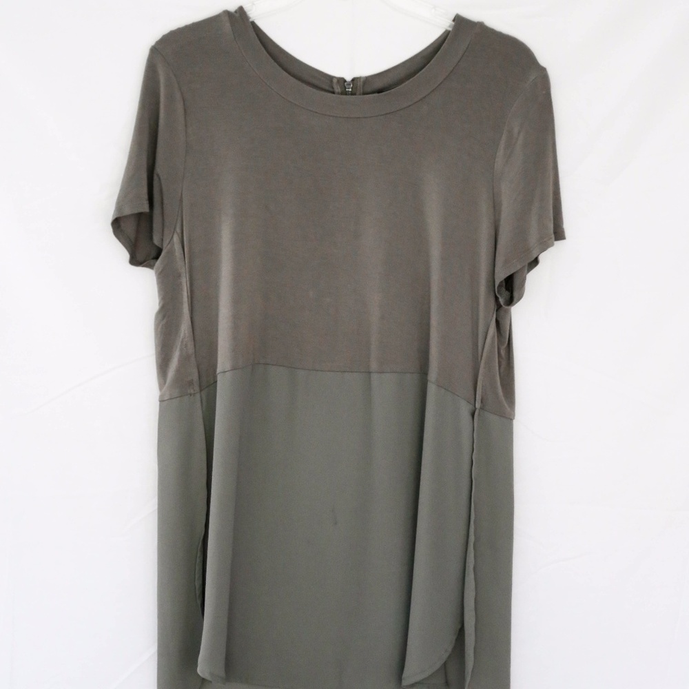 Mossimo Olive Green Mixed Media Top