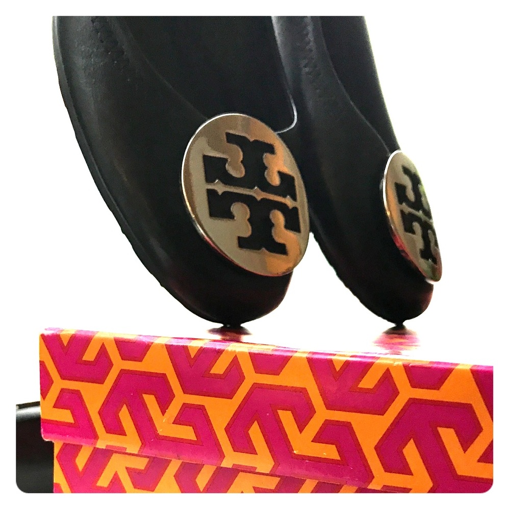 Tory Burch Reva Ballet Flat, Silver/Black Leather