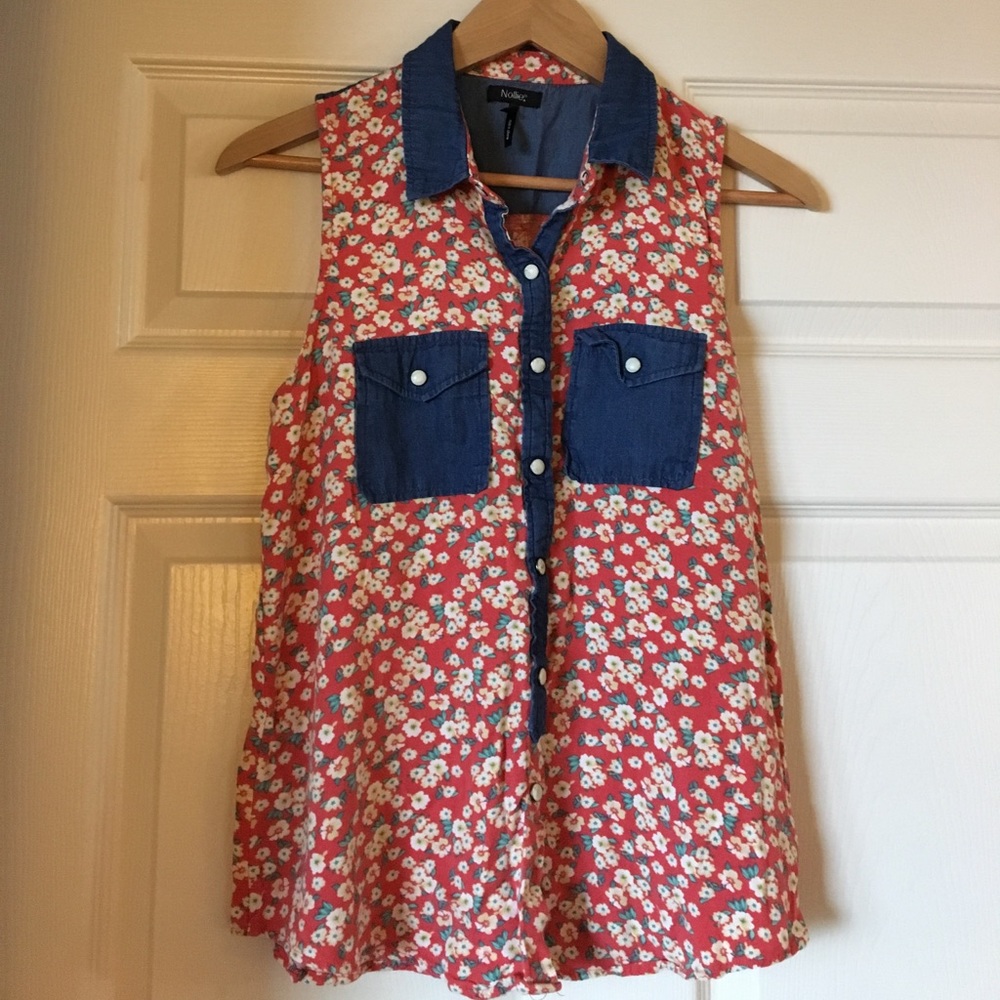 Denim-accented top
