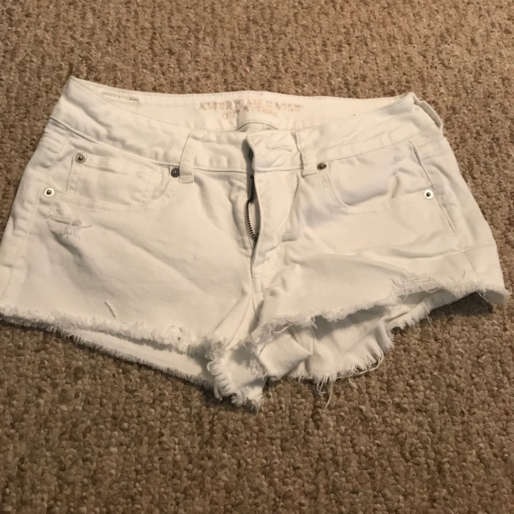 White jean shorts
