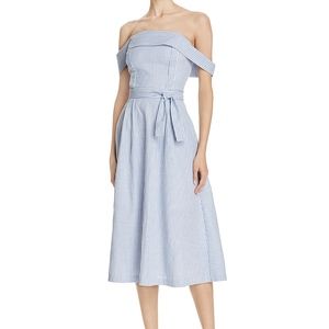 BNWT JOA Striped Poplin Off-the-Shoulder Dress