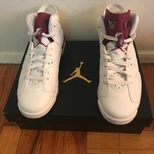 Air Jordan 6 Retro—white/maroon