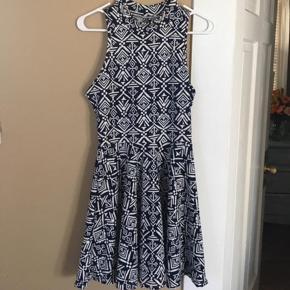 Francescas high neck navy geometric dress