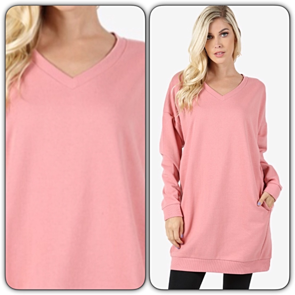 Blush Extra Long Tunic Sweatshrt SM - Picture 3 of 5