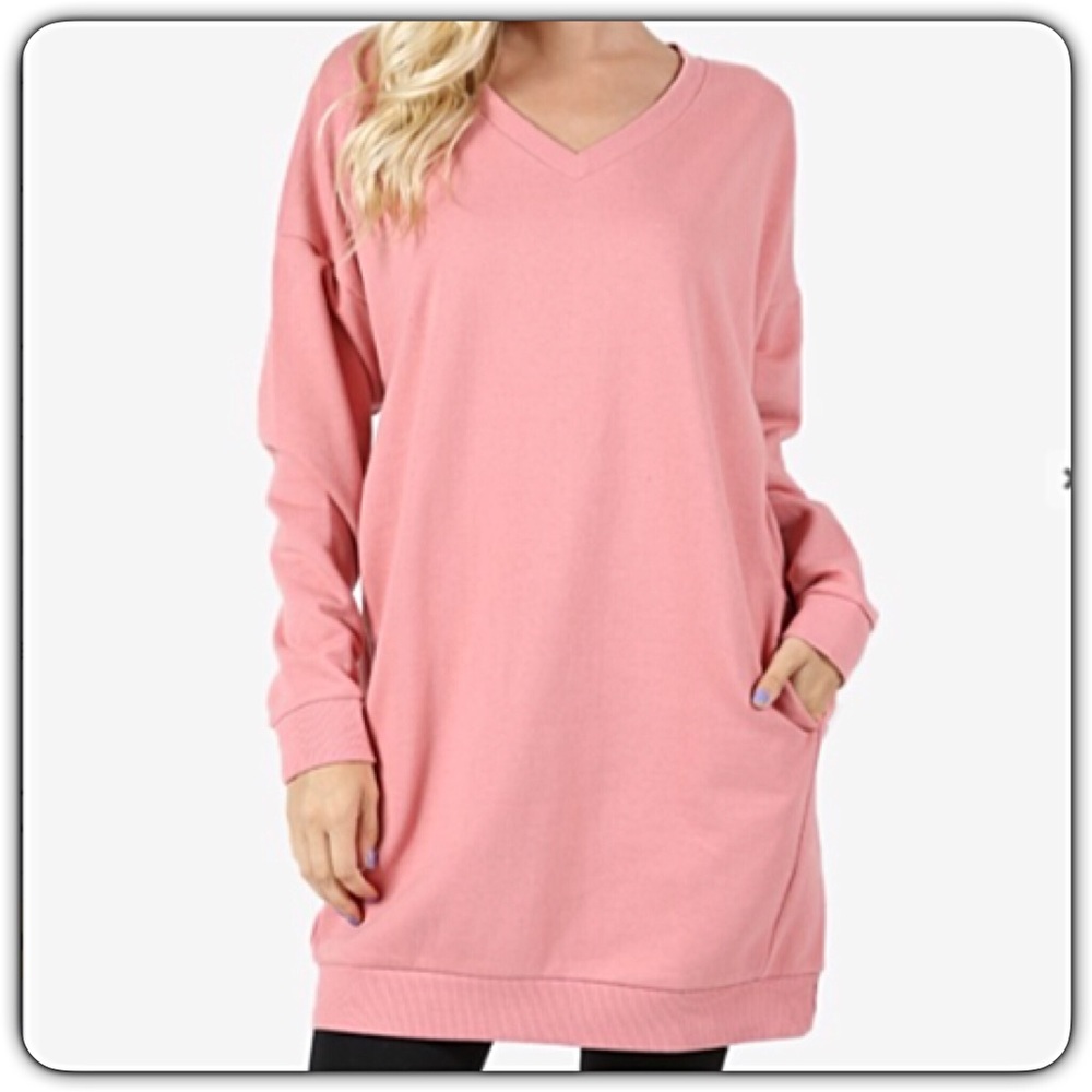 Blush Extra Long Tunic Sweatshrt SM - Picture 4 of 5