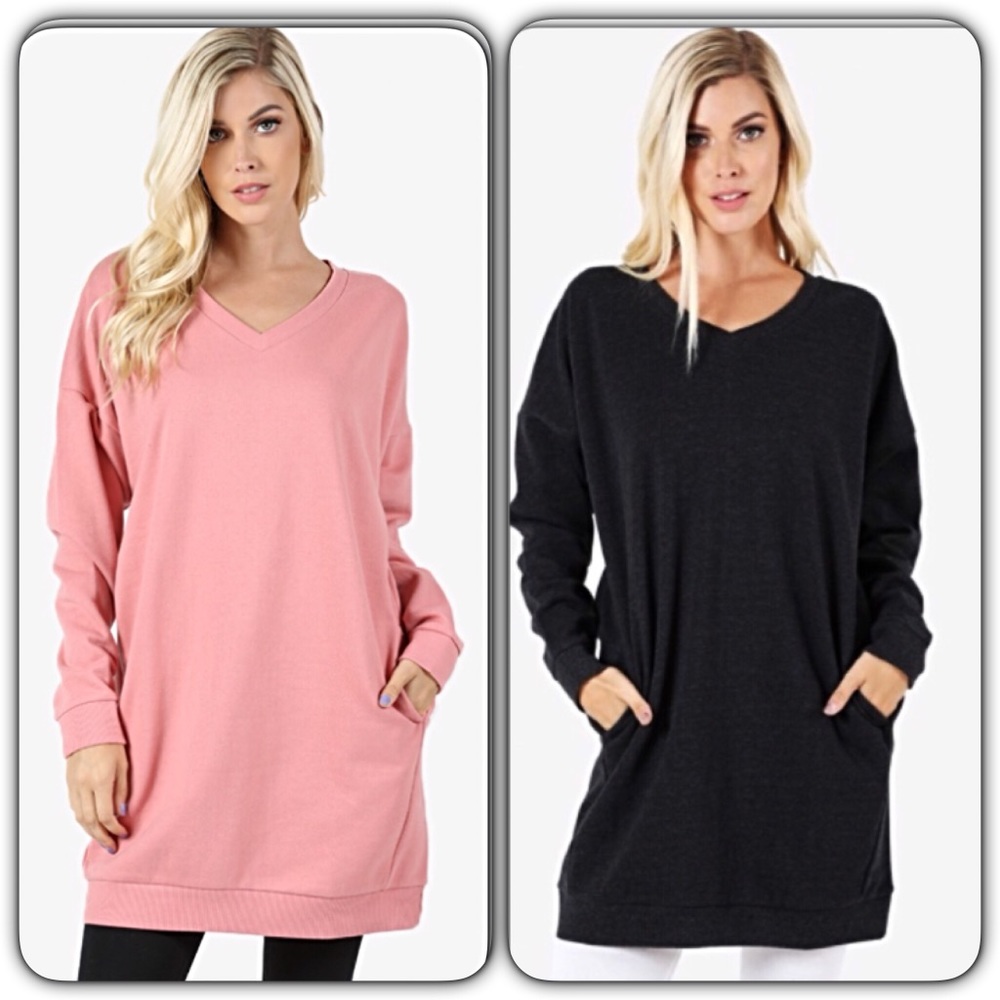 Blush Extra Long Tunic Sweatshrt SM - Picture 2 of 5
