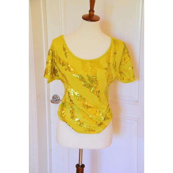 Mustard yellow sequin top - Picture 1 of 2