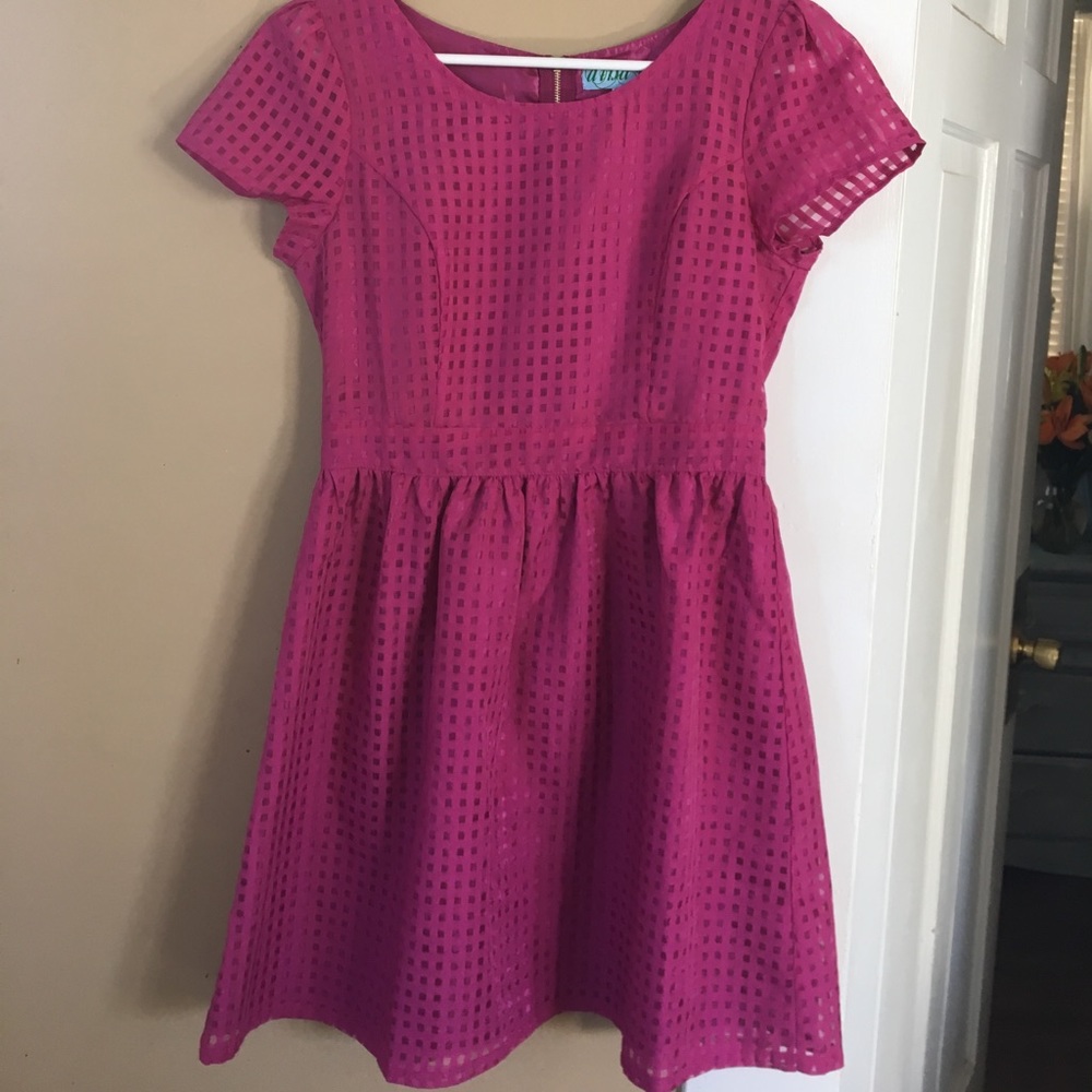 Francescas magenta A-line cap sleeve dress