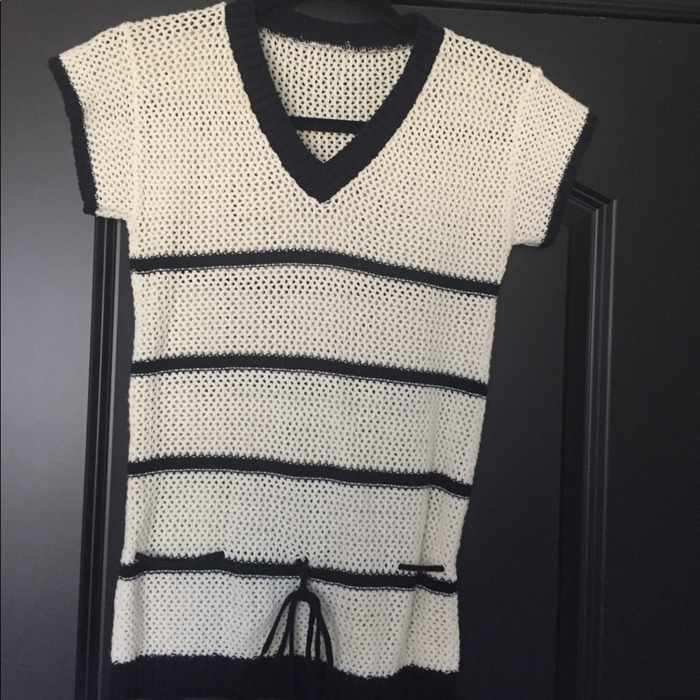 Truly Vintage Crocheted Top Cream and Black