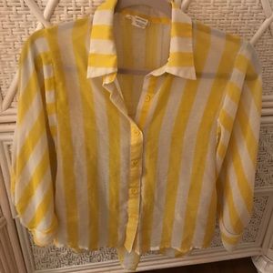 Yellow and white striped blouse
