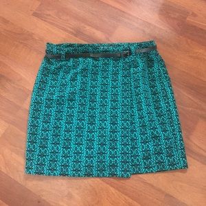 Black And Teal Wrap Skirt - Size L