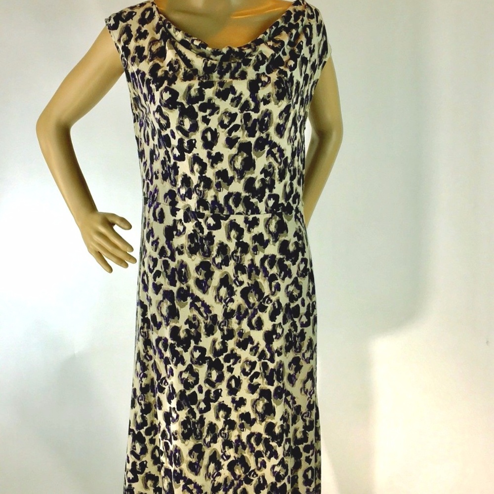 Ann Taylor Purple Animal Print Cotton Dress Sz 4
