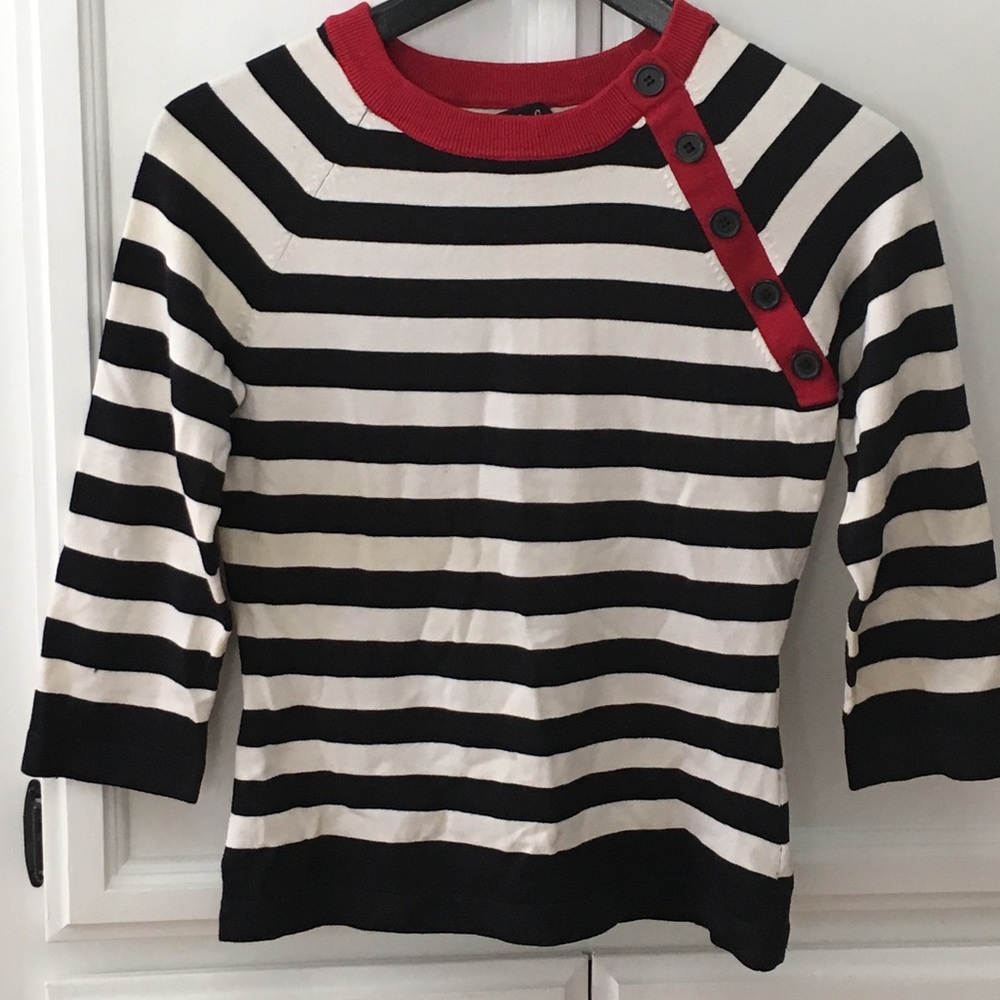 NWT Black, White & Red Stripe Sailor Knit Top
