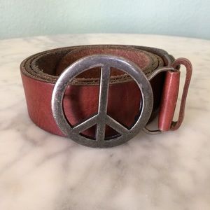 American Eagle Genuine Leather Peace Sign Belt