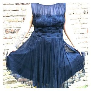 Tadashi Shoji Navy Silk Cocktail Dress