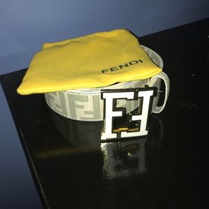 White Fendi Belt