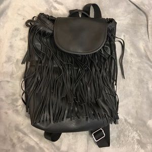 Black fringe backpack