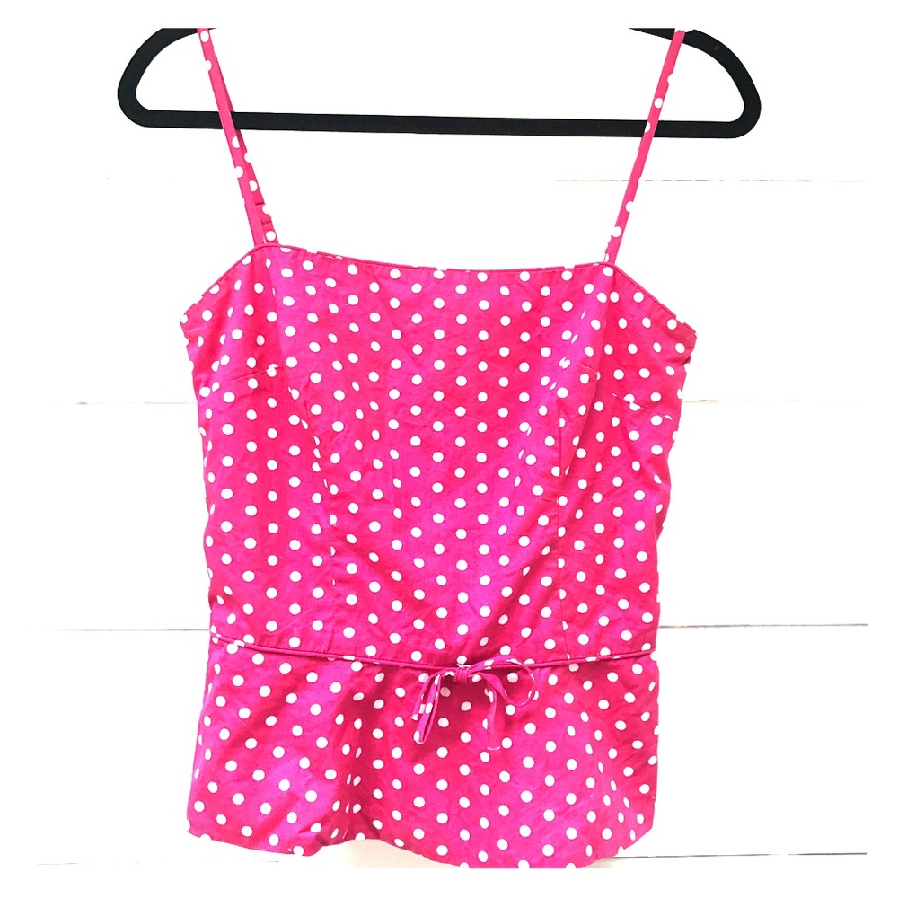 Corey Lynn Calter Pink & White Polka Dot Peplum
