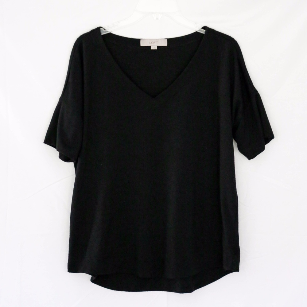 LOFT Black V-Neck Top