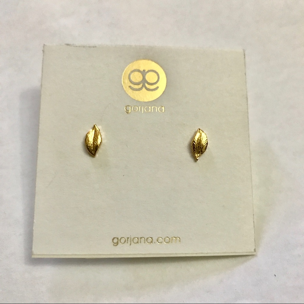 NEW Gorjana Gold Leaf Studs