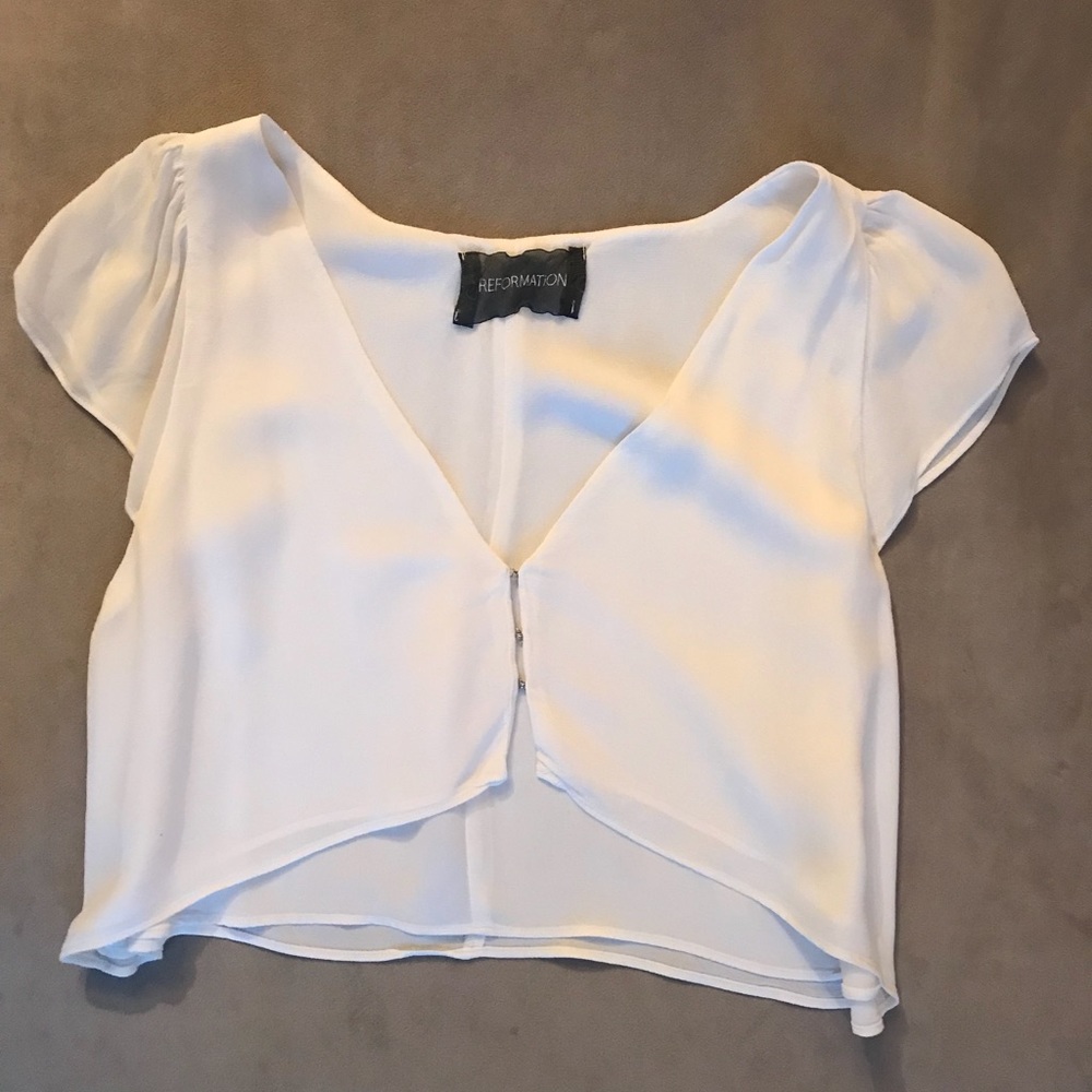 REFORMATION white flowy crop top size small