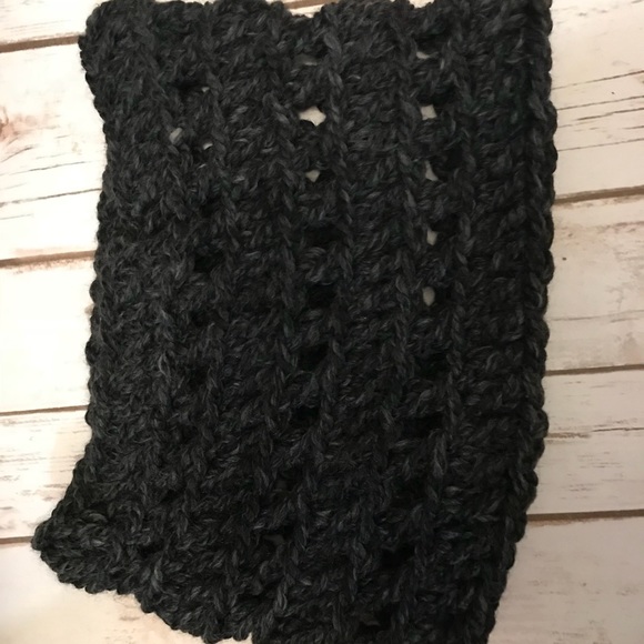 Handmade Crocheted Dark Grey Cowl Scarf - Picture 3 of 8