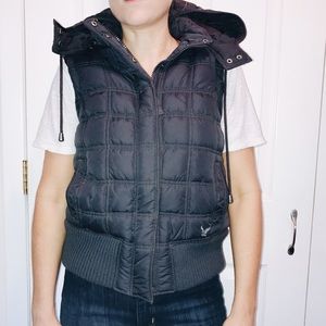 American Eagle Quilted Puffer Vest with Hood