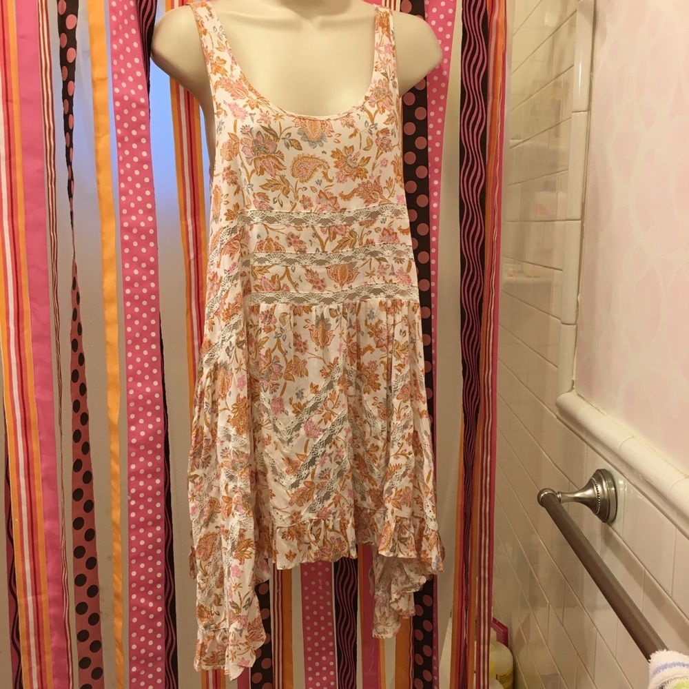Free People Trapeze Slipdress Orange Pink XS