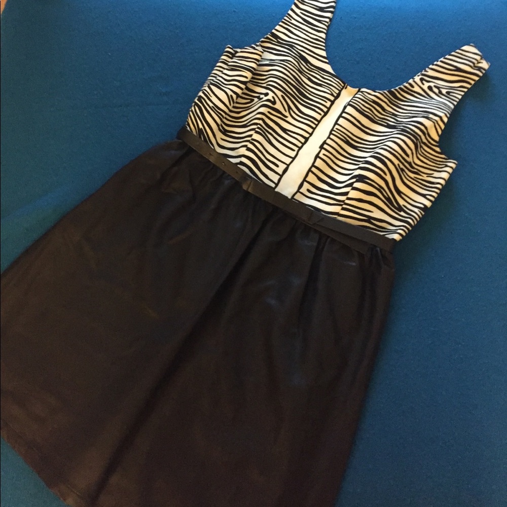 Funky Julie Brown dress with faux leather skirt