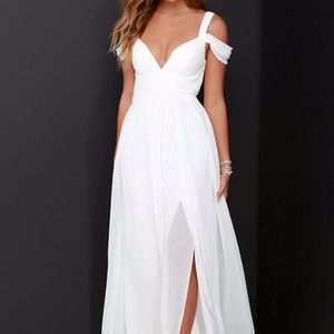 Lulus BARIANO OCEAN OF ELEGANCE IVORY MAXI DRESS