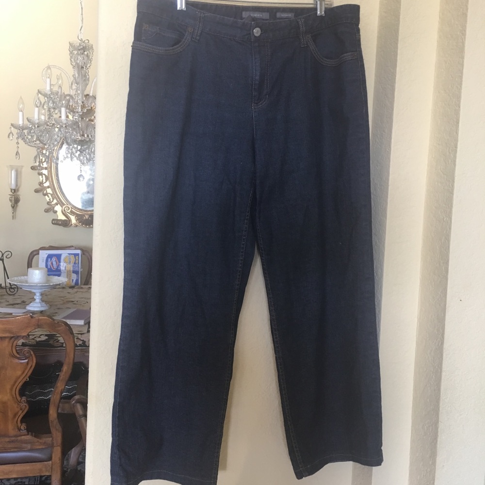 Boyfriend Cropped Jeans Dark Blue Pleated Wide Leg