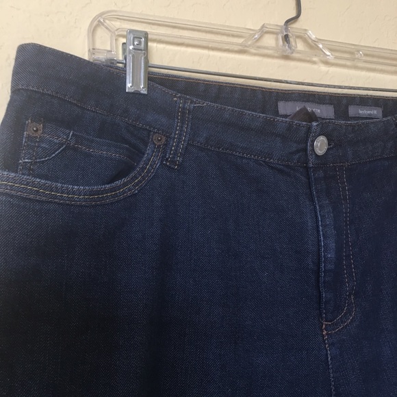 Boyfriend Cropped Jeans Dark Blue Pleated Wide Leg - Picture 2 of 6