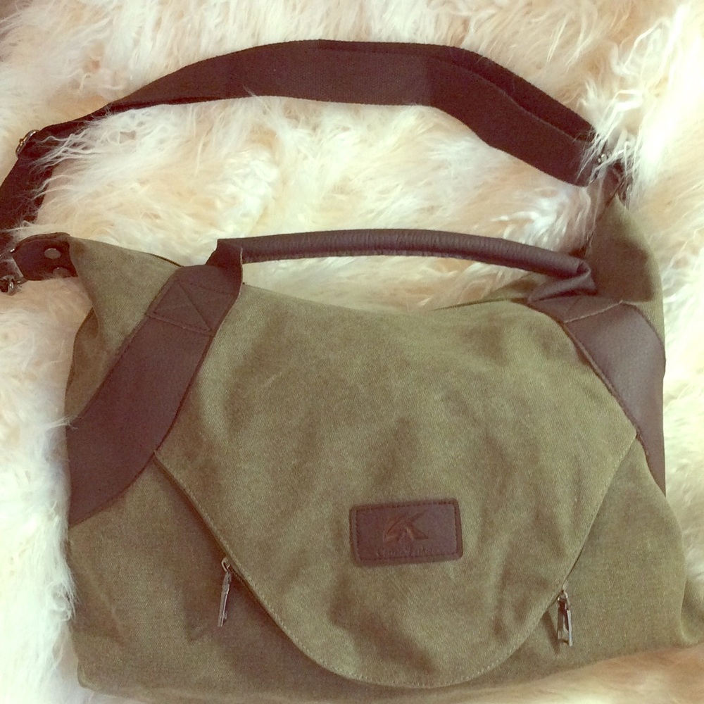 Large shoulder cross body canvas/leather handbag